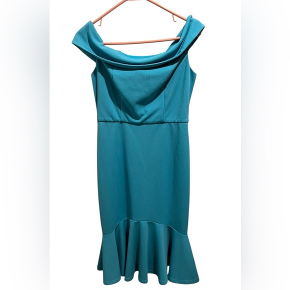 MARINA Strapless Teal Dress - Picture 5 of 5